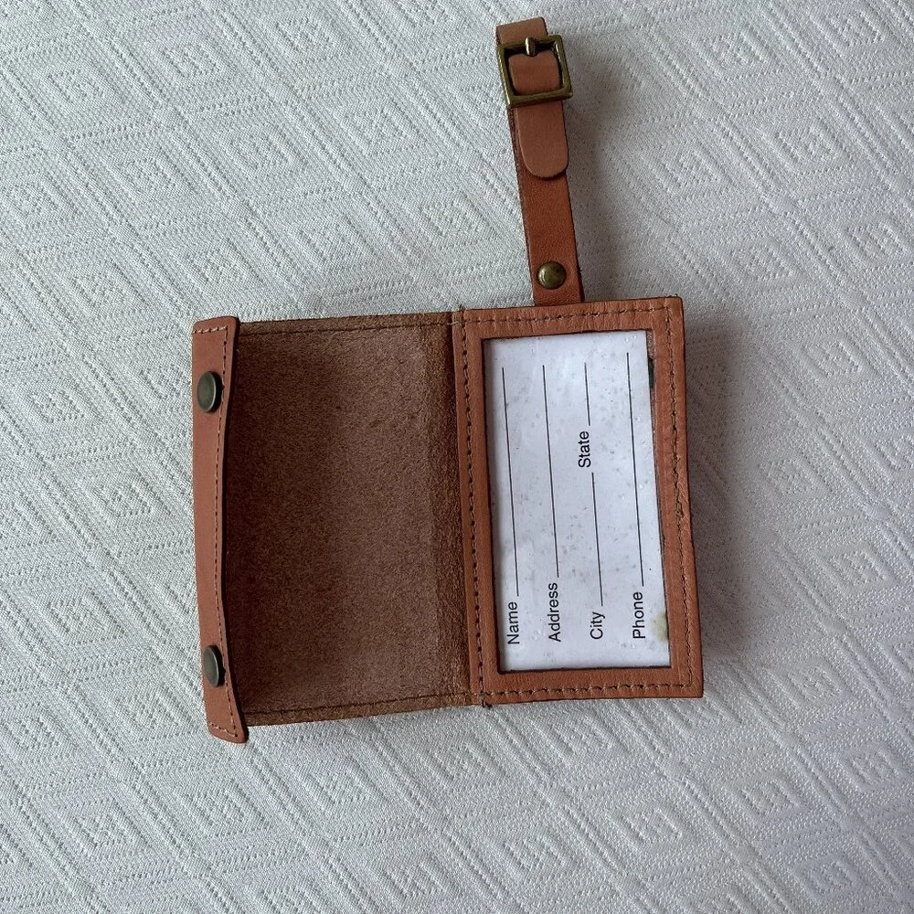 Hartmann leather luggage tag vintage new